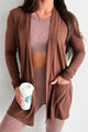 Keeping You Around Lightweight Zenana Cardigan (Brown) - NanaMacs