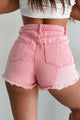 Girl Math Rhinestone Colorblock Denim Shorts (Pink) - NanaMacs