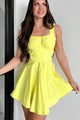 Radiant Vibes Cut-Out Flared Mini Dress (Yellow) - NanaMacs