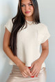 Business As Usual Short Sleeve Crop Sweater (Ivory) - NanaMacs