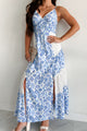 Follow Your Destiny Eyelet Detail Printed Maxi Dress (Blue) - NanaMacs