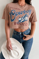 "Original Cowboy Rodeo" Graphic Crop Tee (Dark Mocha) - NanaMacs