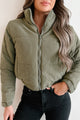 Cold Front Coming Thermal Crop Puffer Jacket (Olive Sage) - NanaMacs