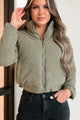 Cold Front Coming Thermal Crop Puffer Jacket (Olive Sage) - NanaMacs