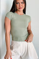 Weekly Favorite Solid Ribbed Tee (Light Olive) - NanaMacs