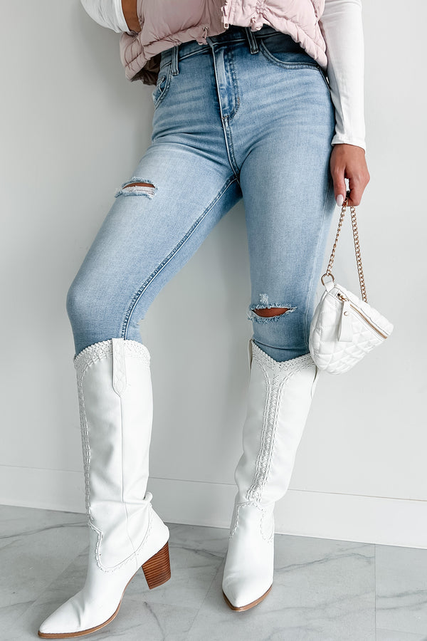 Darcy Sneak Peek High Rise Crop Skinny Jeans (Light Wash) - NanaMacs