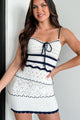 Stylish Imagination Crochet Mini Dress (Off White/Navy) - NanaMacs