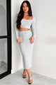 Gretchen Crop Top & Midi Skirt Set (Heather Grey) - NanaMacs