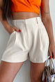 Toby High Waist Tailored Shorts (Cream) - NanaMacs