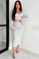 Gretchen Crop Top & Midi Skirt Set (Heather Grey) - NanaMacs