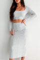 Gretchen Crop Top & Midi Skirt Set (Heather Grey) - NanaMacs