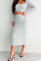 Gretchen Crop Top & Midi Skirt Set (Heather Grey) - NanaMacs