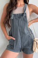 Topher Knotted Strap Zenana Shortalls (Ash Black) - NanaMacs