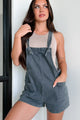 Topher Knotted Strap Zenana Shortalls (Ash Black) - NanaMacs