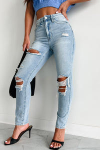 Carter High Rise Distressed Girlfriend Jeans (Light) - NanaMacs