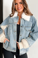People Change Denim Puffer Jacket With Faux Fur Collar (Denim) - NanaMacs