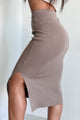 Promising Future Knit Bodycon Midi Skirt (Tan) - NanaMacs