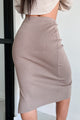 Promising Future Knit Bodycon Midi Skirt (Tan) - NanaMacs