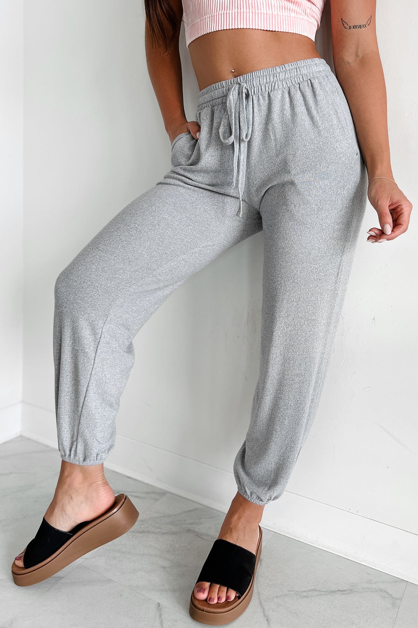 Maximum Relaxation Brushed Knit Zenana Joggers (Heather Grey) - NanaMacs