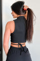 Rosalind Wrap Tie Crop Vest (Black) - NanaMacs