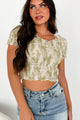 Tribute To The Past Bubble Smocked Crop Top (Olive/White) - NanaMacs