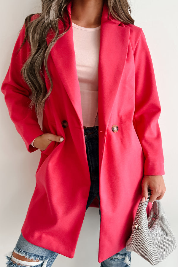 Turning A New Leaf Brushed Knit Coat (Fuchsia) - NanaMacs