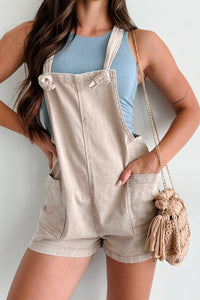 Topher Knotted Strap Zenana Shortalls (Ash Mocha) - NanaMacs