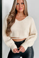 On The Flip Side Open Back Wrap Tie Crop Sweater (Ivory) - NanaMacs