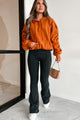 Escape The Real World Ruched Sleeve Hoodie (Vintage Rust) - NanaMacs