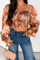 Playing By Your Rules Smocked Satin Crop Top (Butterscotch) - NanaMacs