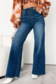 Leroy High Rise Wide Leg Cello Lace-Up Jeans (Medium Denim) - NanaMacs