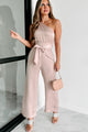 Part Of My Story One Shoulder Satin Jumpsuit (Taupe) - NanaMacs