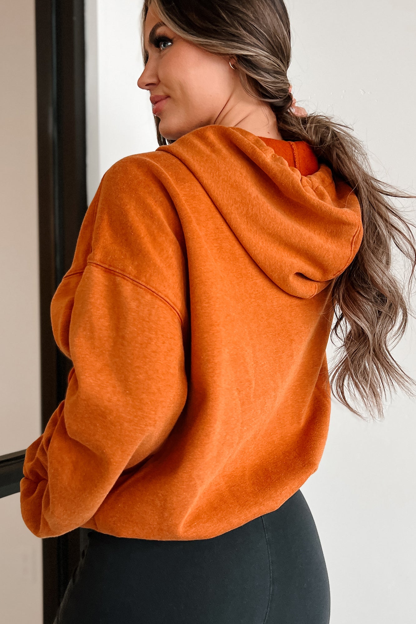 Escape The Real World Ruched Sleeve Hoodie (Vintage Rust) - NanaMacs