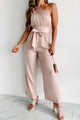 Part Of My Story One Shoulder Satin Jumpsuit (Taupe) - NanaMacs
