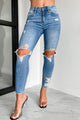 Denver Mid-Rise Distressed Skinny Jeans (Medium Denim) - NanaMacs