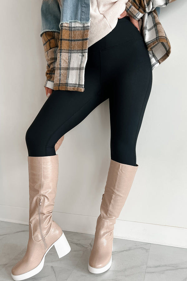 Setting The Record Mid Rise Side Pocket Leggings (Black) - NanaMacs