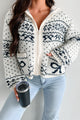 Coastal Charisma Sweater Knit Zip-Up Cardigan (Cream/Navy) - NanaMacs