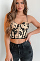 Love & Longing Velvet Floral Corset Top (Champagne) - NanaMacs