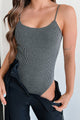 Changing My Perspective Ribbed Cami Bodysuit (Charcoal) - NanaMacs