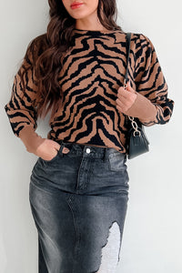 Gone To Far Animal Print Sweater (Camel/Black) - NanaMacs