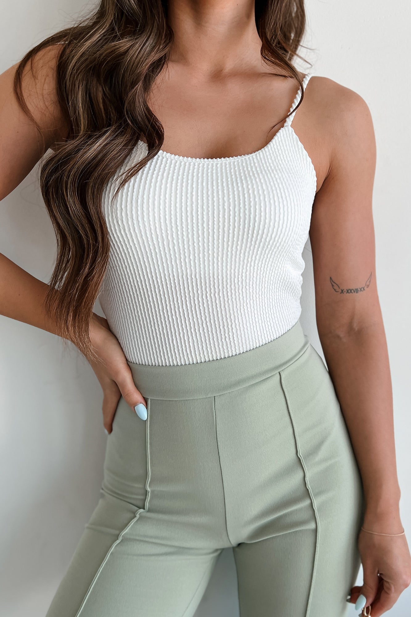 Changing My Perspective Ribbed Cami Bodysuit (White) · NanaMacs