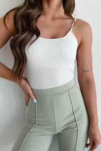 Changing My Perspective Ribbed Cami Bodysuit (White) - NanaMacs