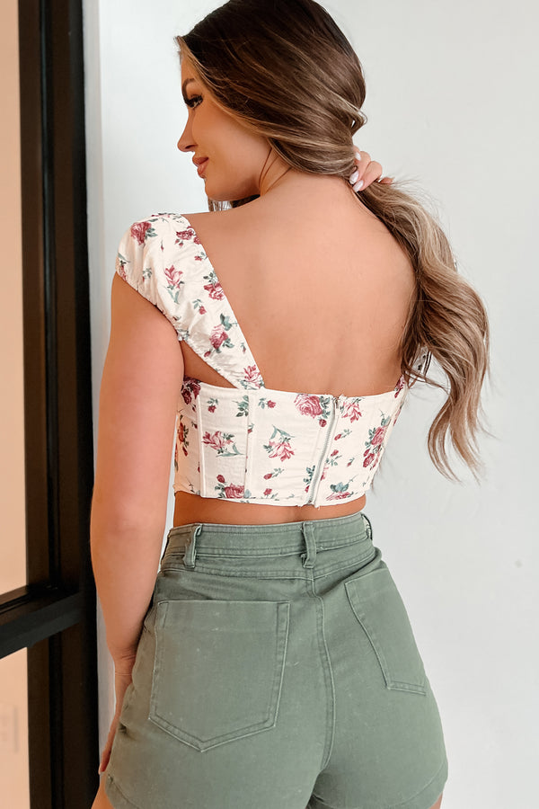 In Total Harmony Floral Crop Top (Ivory) - NanaMacs