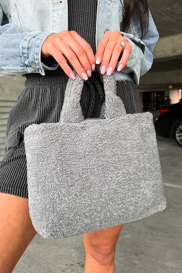 Handle My Own Sherpa Handbag (Grey) - NanaMacs