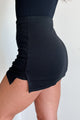 Fickle Love Side Slit Mini Skort (Black) - NanaMacs