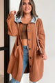 Ours For The Taking Oversized Hooded Corduroy Shacket (Light Brown) - NanaMacs
