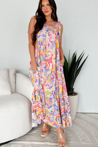 Women's Brunch In Bali Tie-Shoulder Paisley Maxi Dress - Size L Women's Brunch In Bali Tie-Shoulder Paisley Maxi Dress - Size L