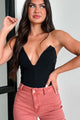 Call My Agent Strapless Deep V-Neck Bodysuit (Black) - NanaMacs