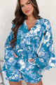 Tranquil Moments Floral Kimono Sleeve Romper (Blue) - NanaMacs