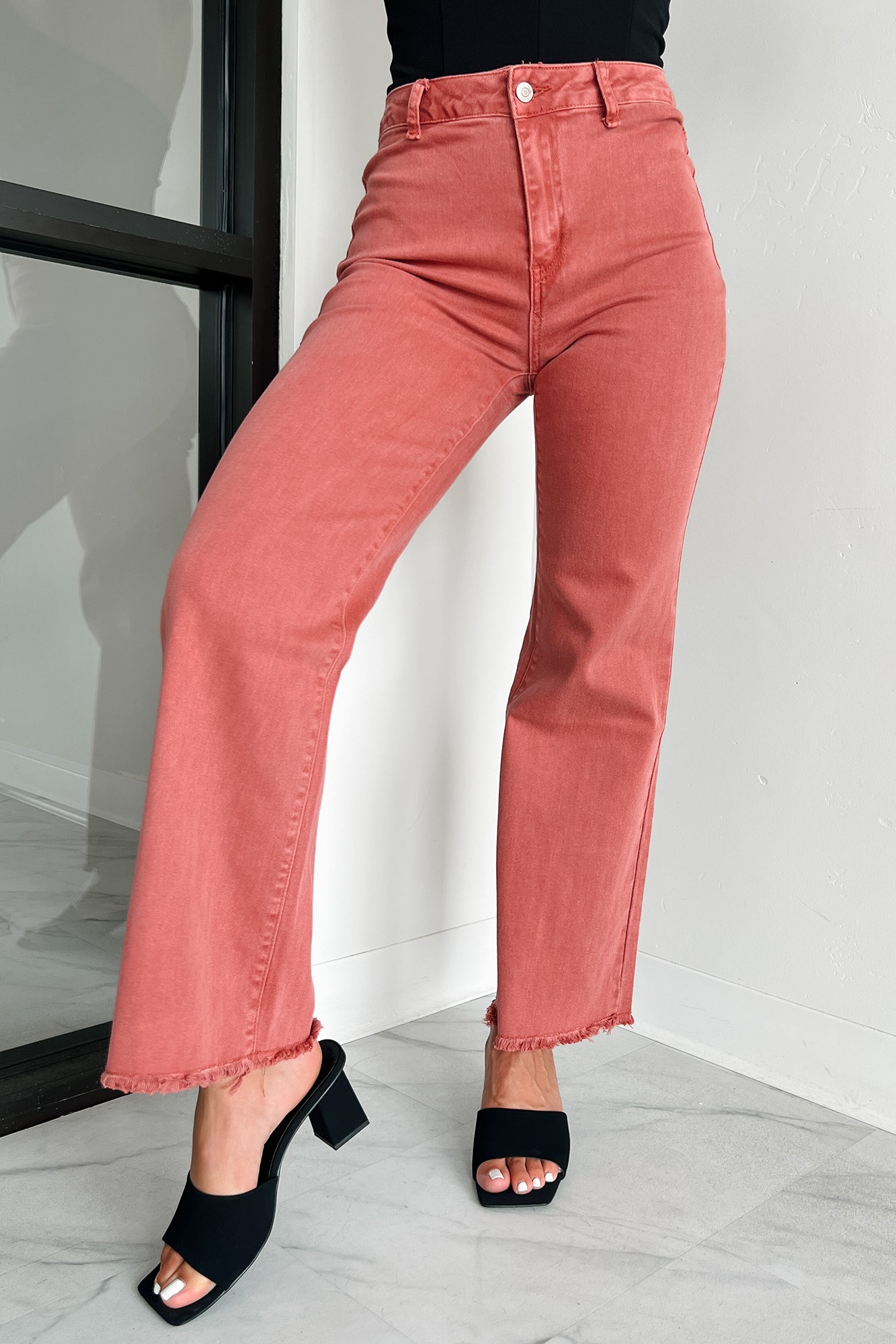 Azriel High Rise Straight Leg Zenana Jeans (Cabernet) - NanaMacs